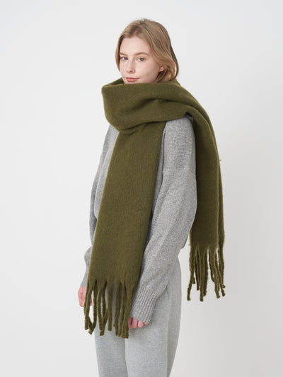 Catalog Tassel Blanket Scarf - Olive