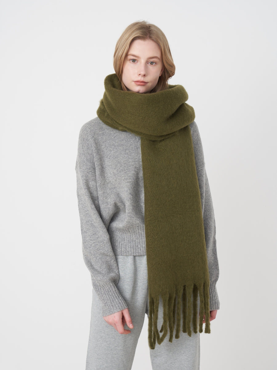 Catalog Tassel Blanket Scarf - Olive