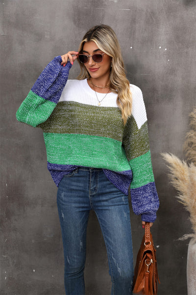 Chosen One Striped Knit Sweater - olive