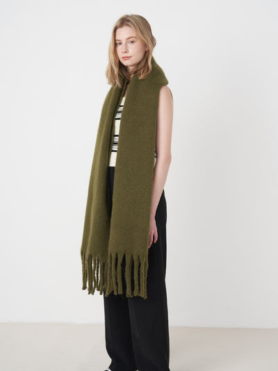 Catalog Tassel Blanket Scarf - Olive