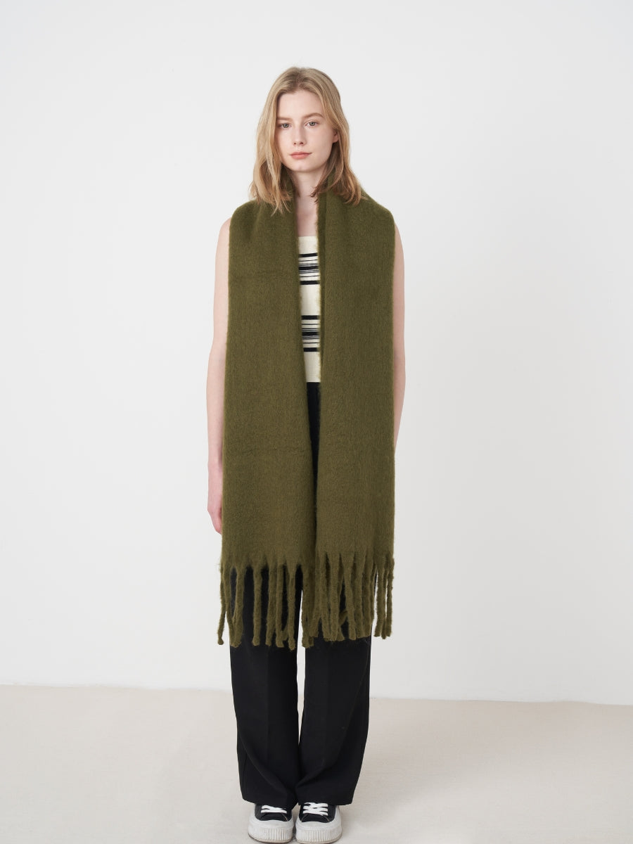 Catalog Tassel Blanket Scarf - Olive