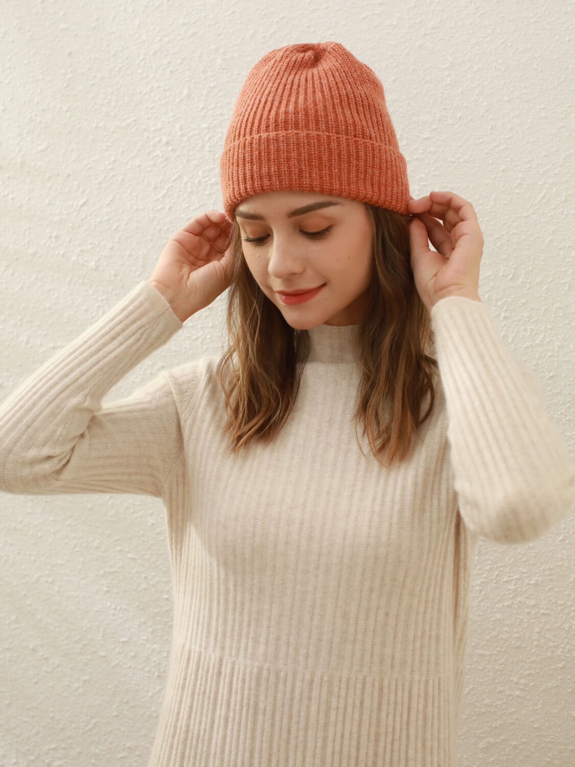 Arctic Velvet Wool Blend Beanie - orange