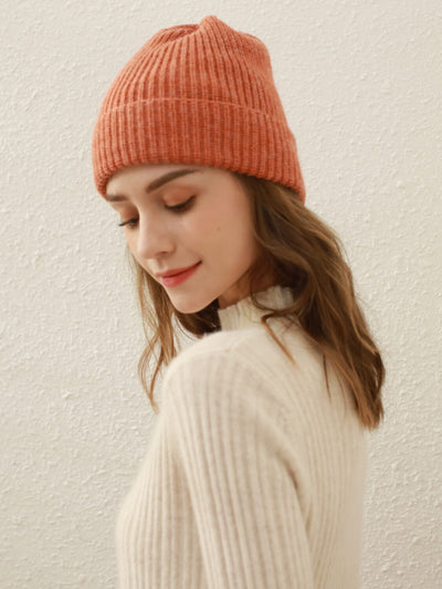 Arctic Velvet Wool Blend Beanie - orange