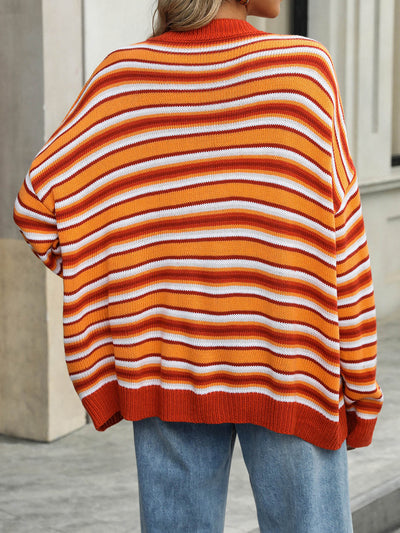 Pippa Striped Knit Sweater - Orange