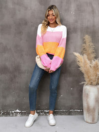 Chosen One Striped Knit Sweater - pink