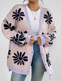 Janelle Floral Knit Cardigan - Pink