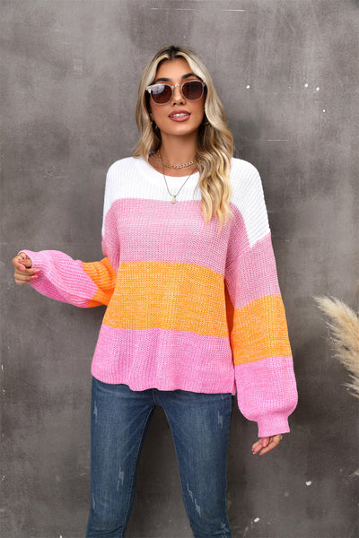 Chosen One Striped Knit Sweater - pink