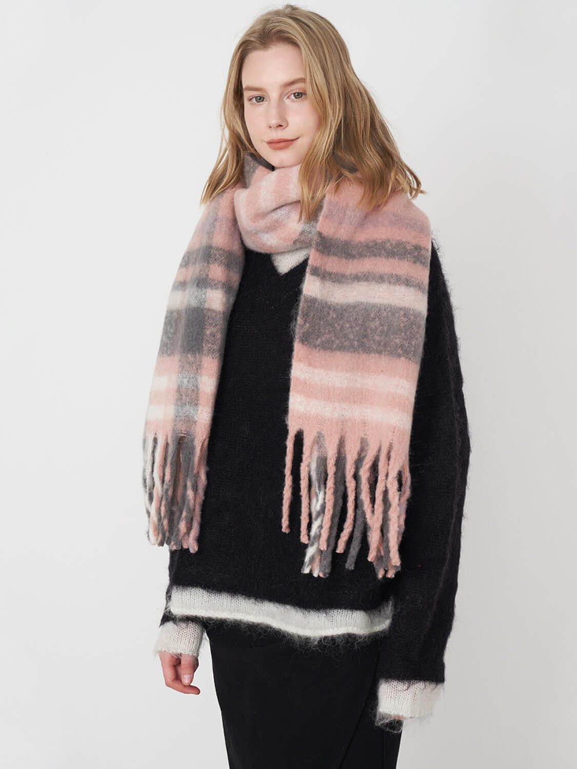 Mitchell Gradient Tassel Blanket Scarf - Pink