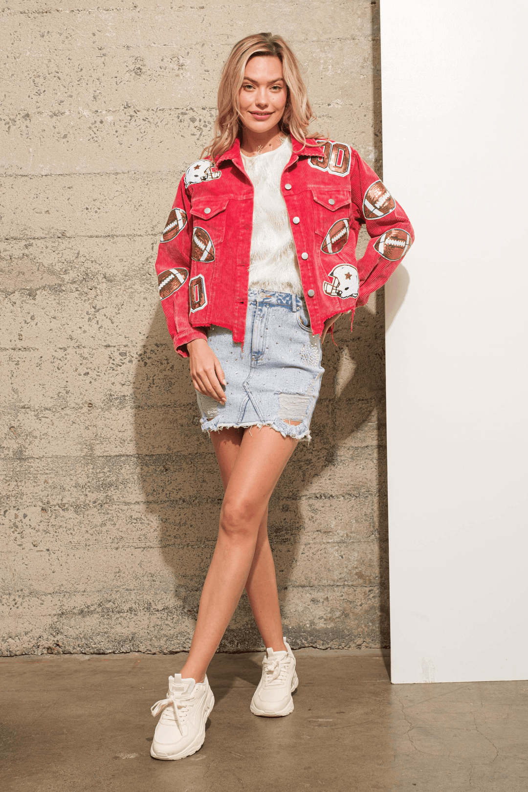 Wide Receiver Ready Sequin Corduroy Jacket - Pink – SMAIBULUN
