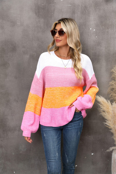 Chosen One Striped Knit Sweater - pink