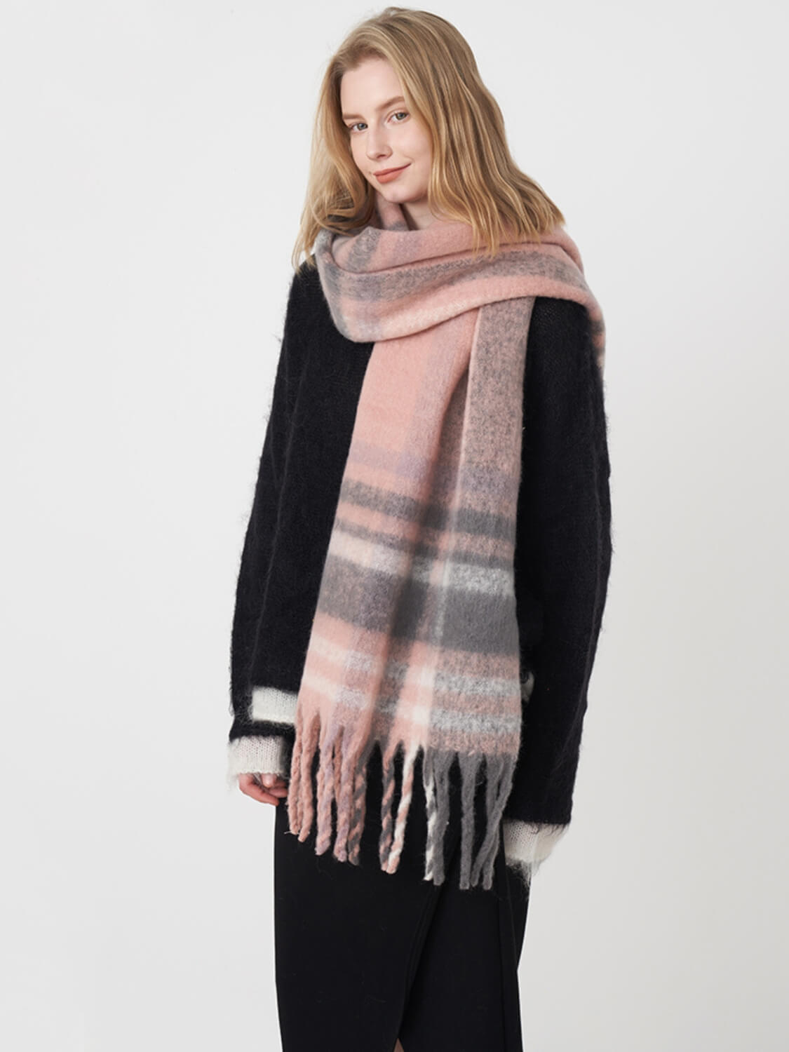 Mitchell Gradient Tassel Blanket Scarf - Pink