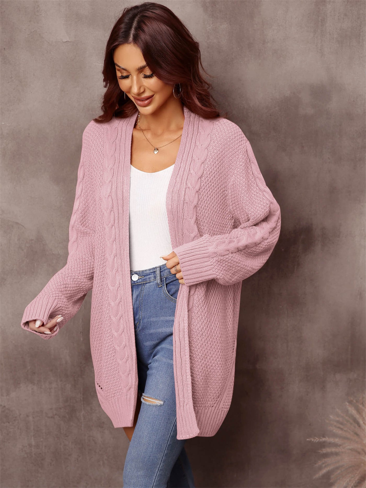 Ludlow Cable Knit Duster Cardigan - Pink