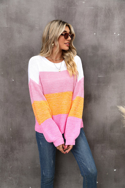 Chosen One Striped Knit Sweater - pink