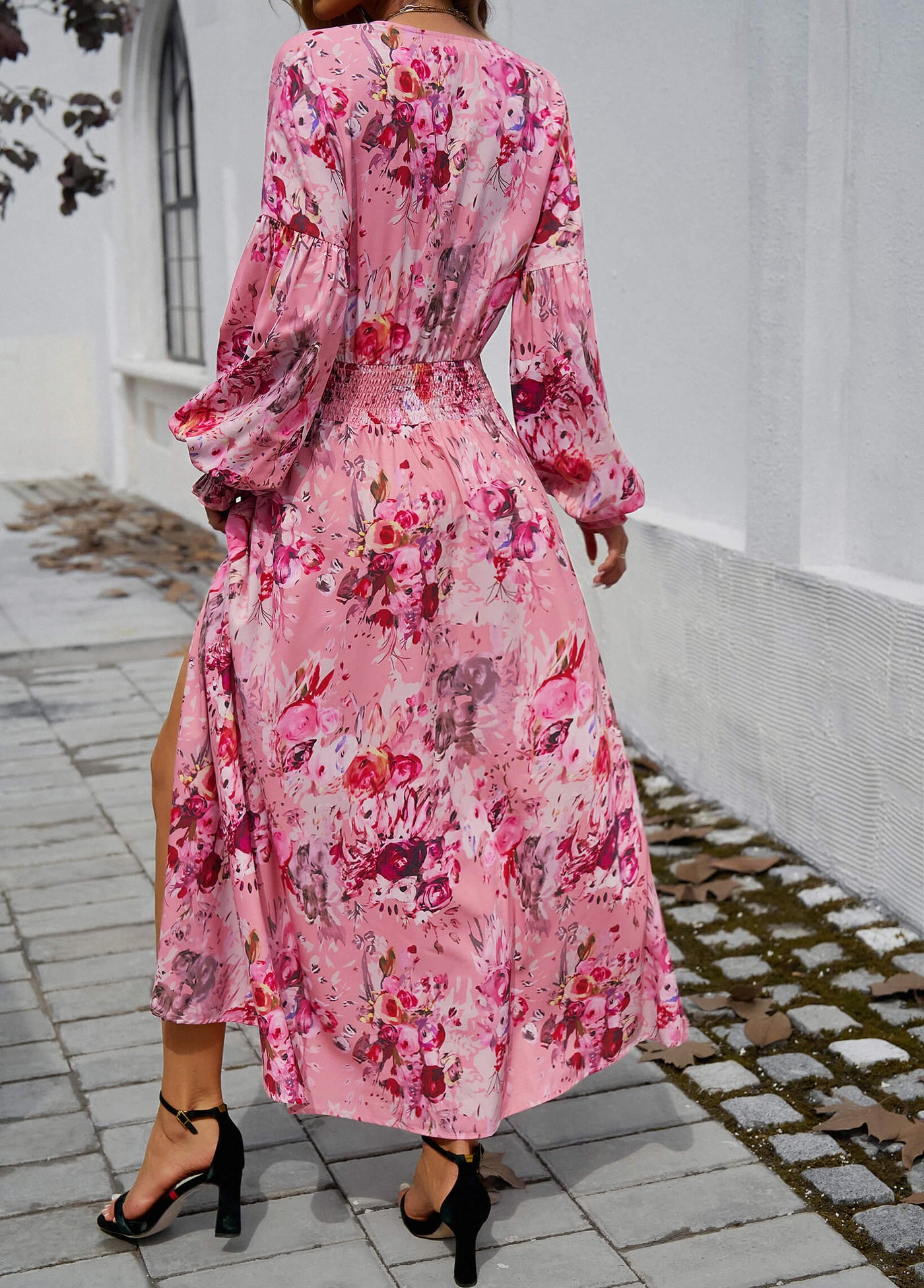 Lisette V-Neck Floral Print Tiered Maxi Dress - Pink, S / Pink Lisette V-Neck Floral Print Tiered Maxi Dress - Pink, S / Pink