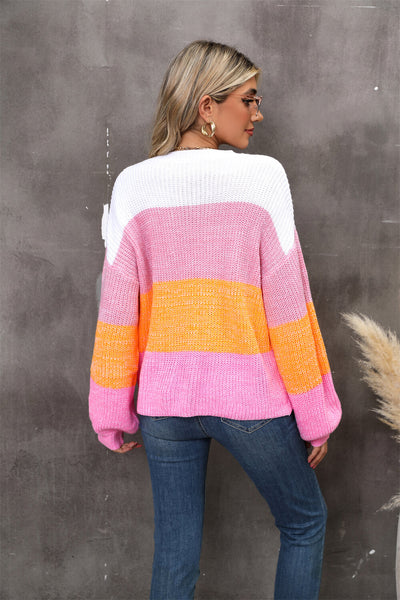 Chosen One Striped Knit Sweater - pink