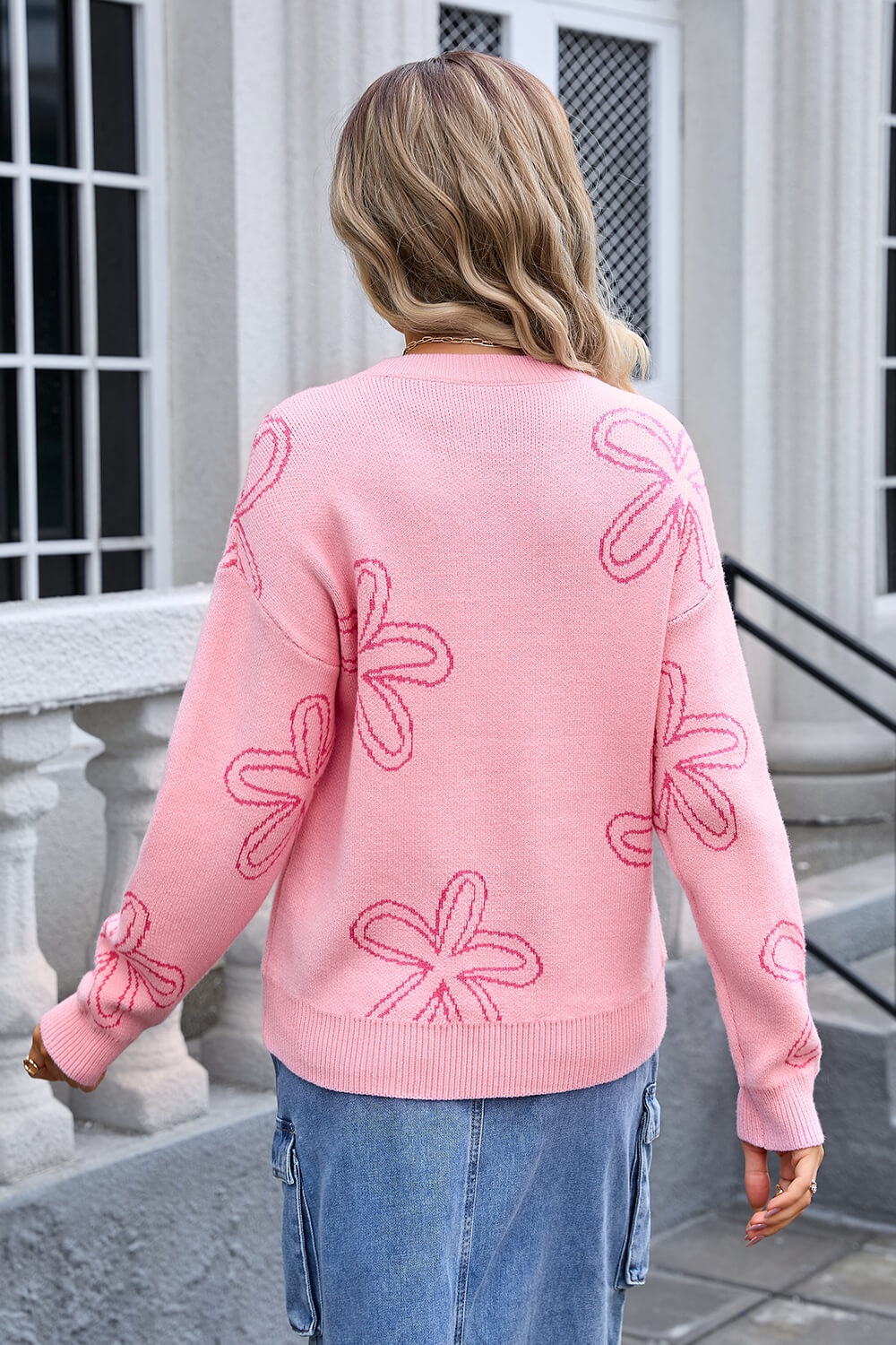 Daisy Days Knit Pullover Sweater - Pink