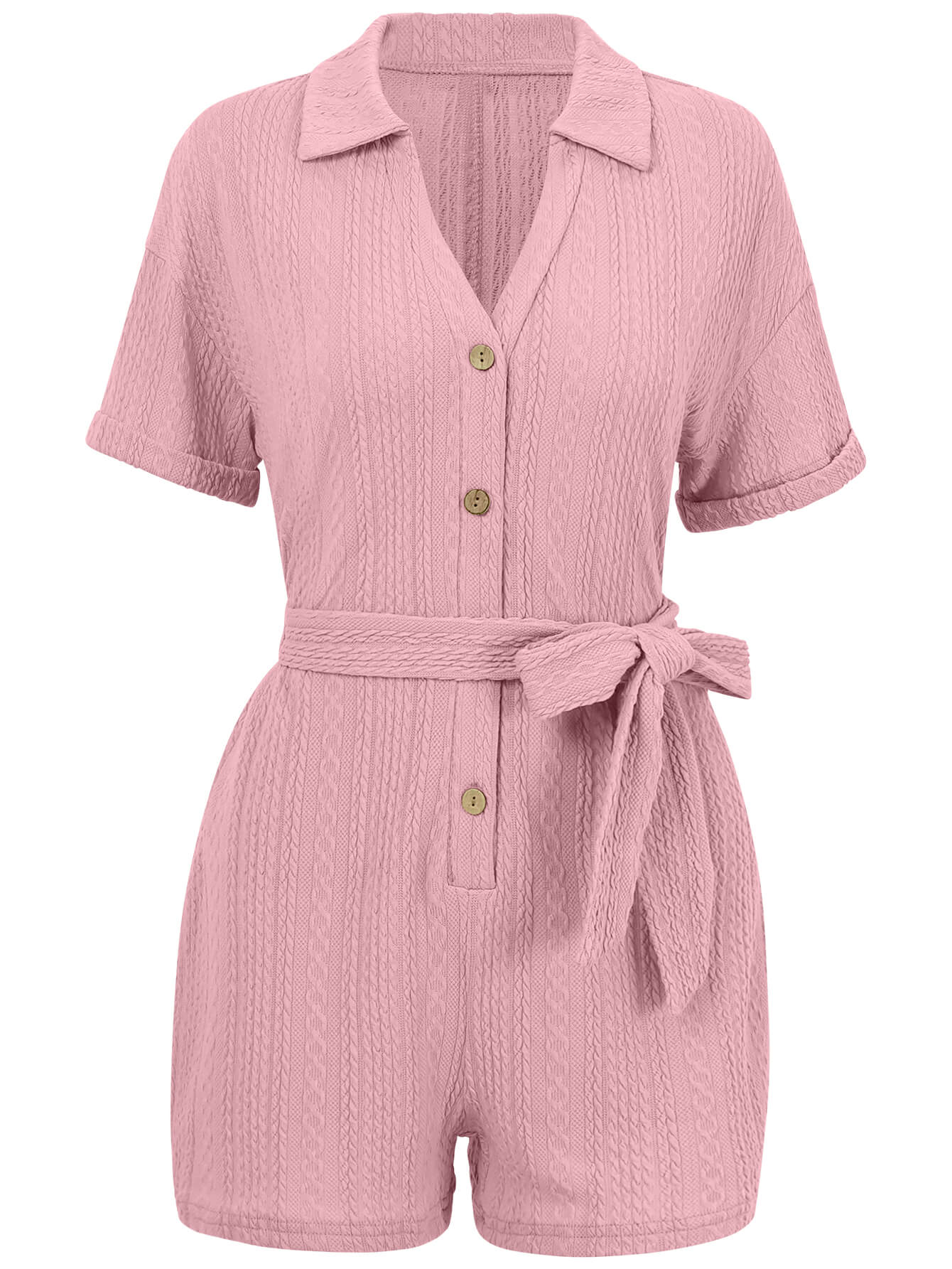 Grinnell Button Front Romper - Pink