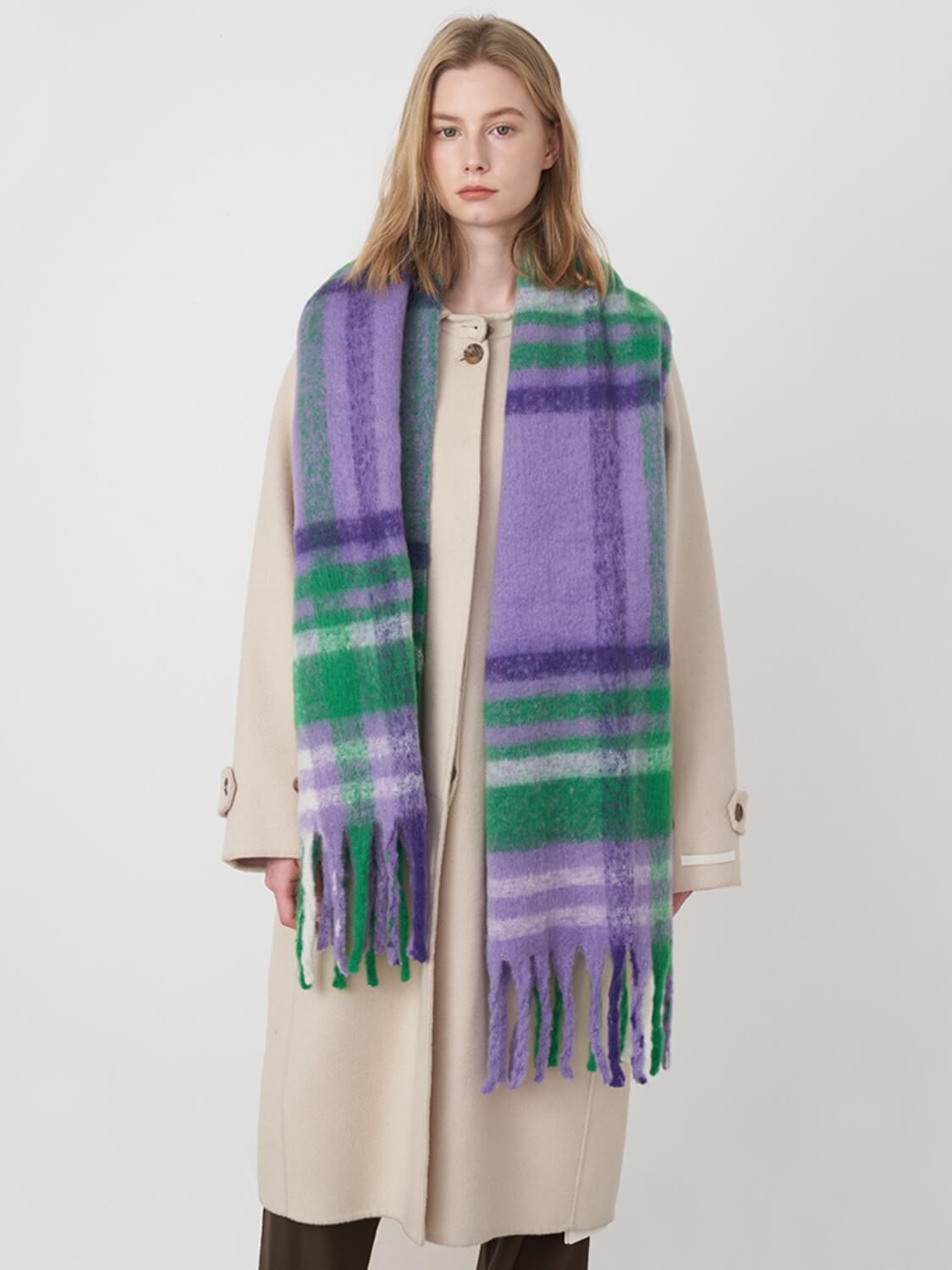 Mitchell Gradient Tassel Blanket Scarf - Purple