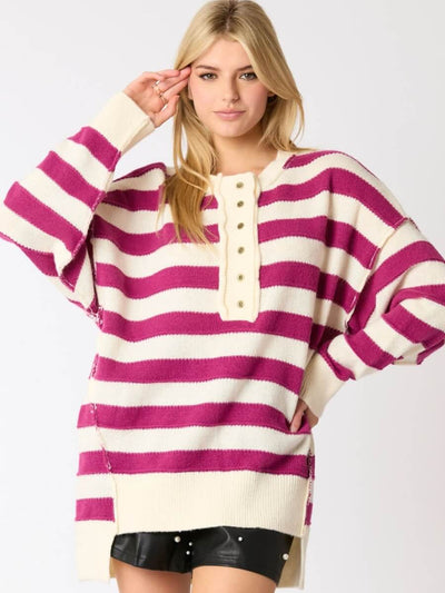 Portland Striped Sweater - Purple