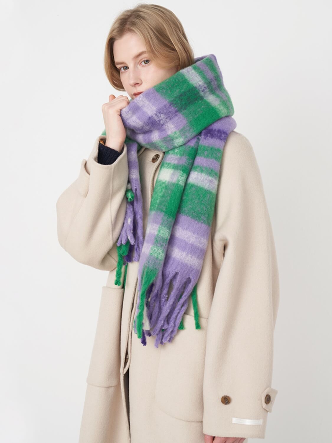 Mitchell Gradient Tassel Blanket Scarf - Purple