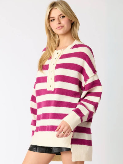 Portland Striped Sweater - Purple