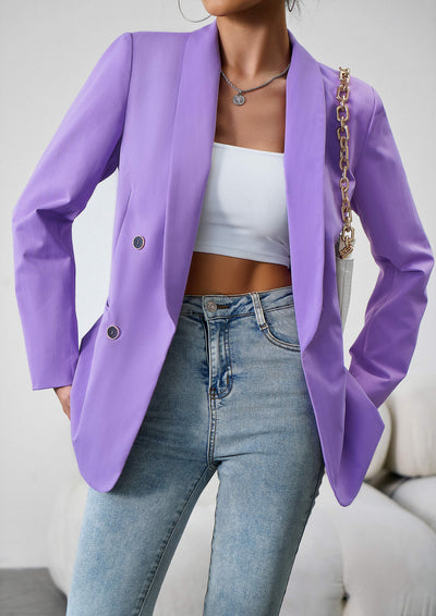 Uptown Girl Pocketed Blazer - Purple