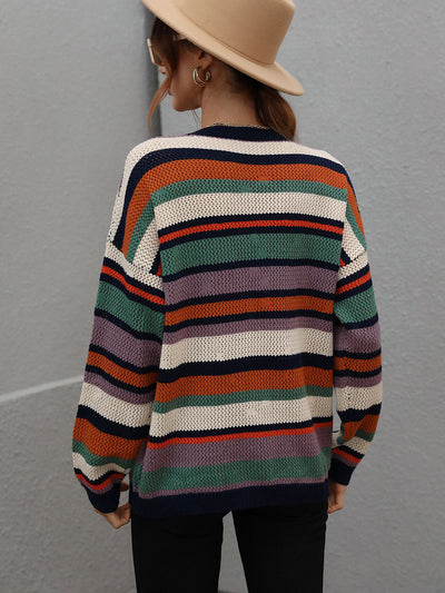 Nomad Dreams Multicolor Striped Sweater - Purple