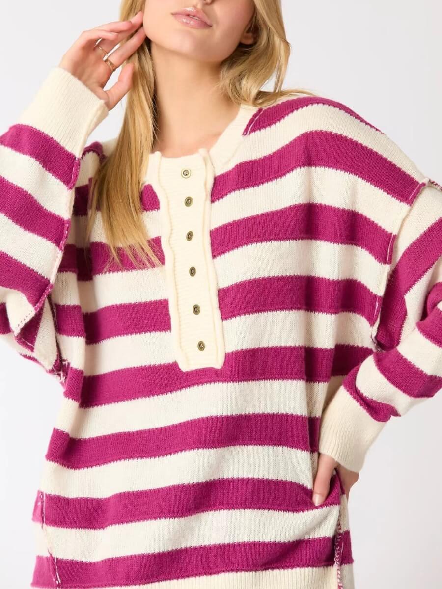 Portland Striped Sweater - Purple