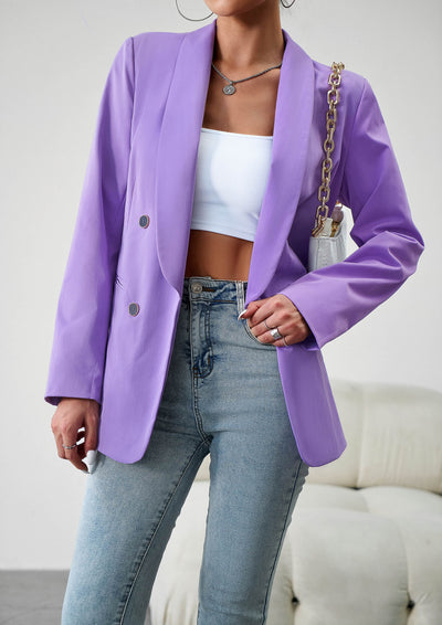 Uptown Girl Pocketed Blazer - Purple