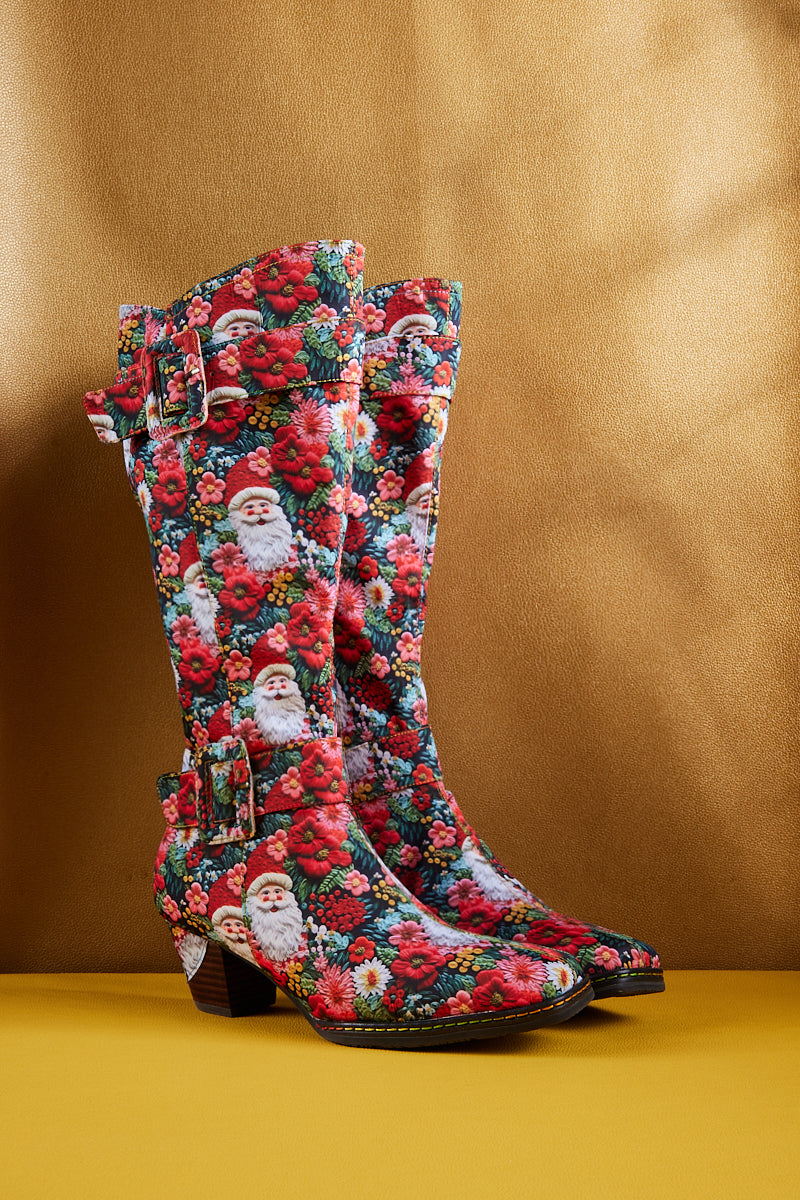 Soffia | Stanta Carnival Christmas Theme Knee-High Boots - Red