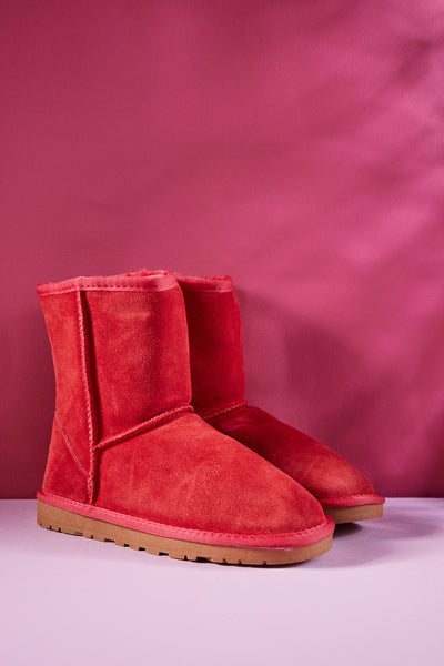 Smaibulun Ugg | Lovett Wool Blend Suede Shearling Boots - Red