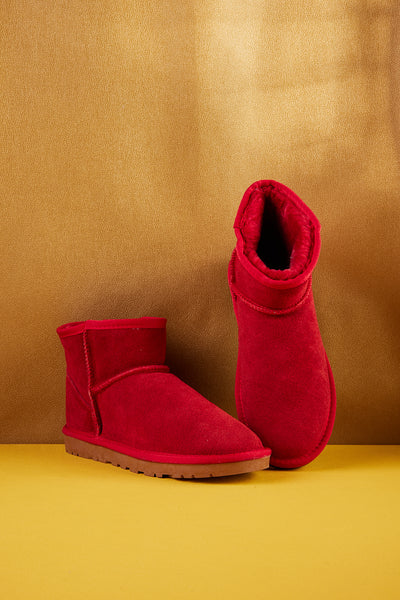 SMAIBULUN Ugg | Faux Fur-Lined Classic Short Ugg Boots - Red