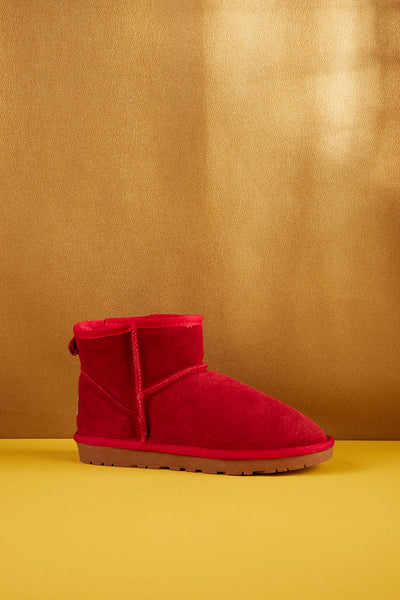 SMAIBULUN Ugg | Faux Fur-Lined Classic Short Ugg Boots - Red