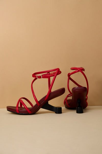 Jady Rose | Jojo Leather Strappy Heels - Red