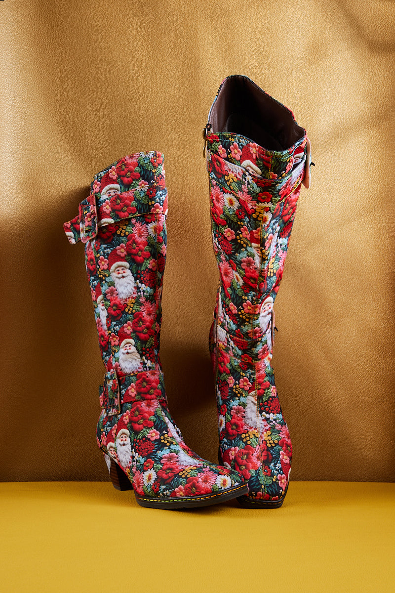 Soffia | Stanta Carnival Christmas Theme Knee-High Boots - Red