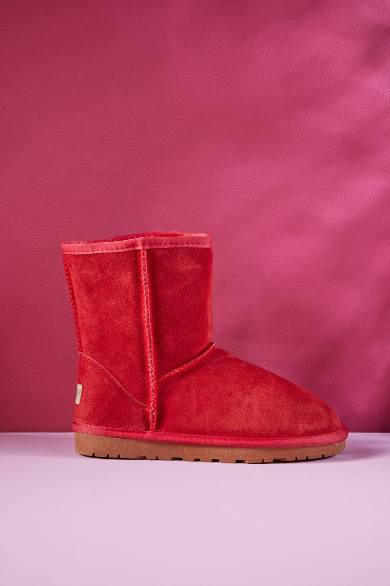 Smaibulun Ugg | Lovett Wool Blend Suede Shearling Boots - Red