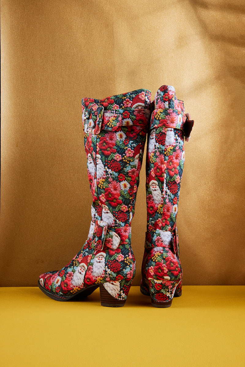 Soffia | Stanta Carnival Christmas Theme Knee-High Boots - Red