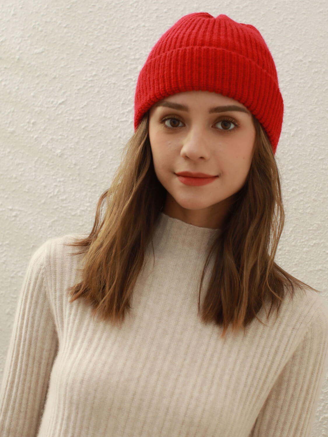 Arctic Velvet Wool Blend Beanie - red