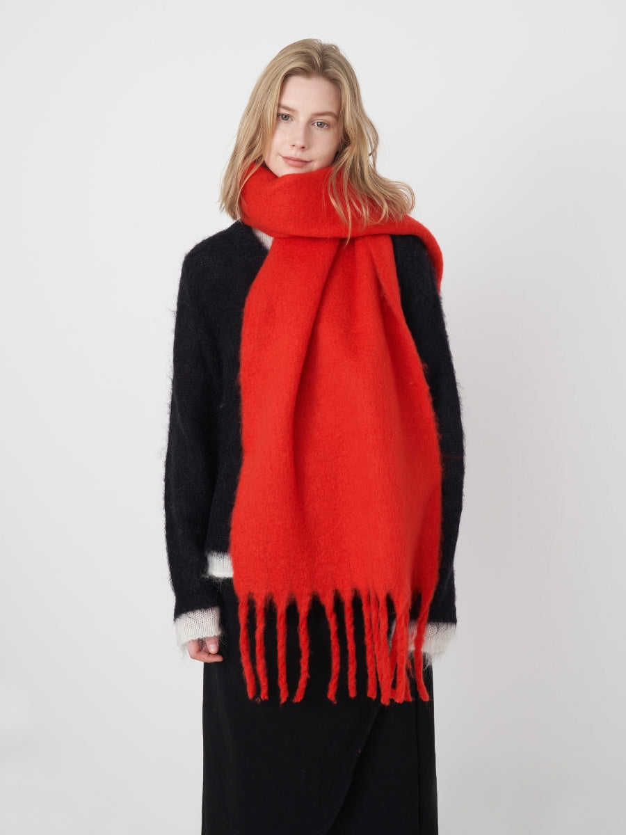 Catalog Tassel Blanket Scarf - Red