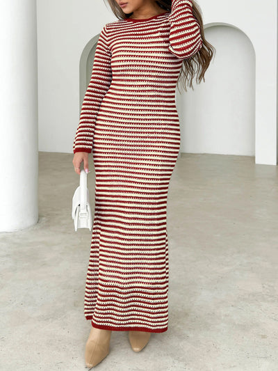 Relax My Way Stripe Sweater Maxi Dress