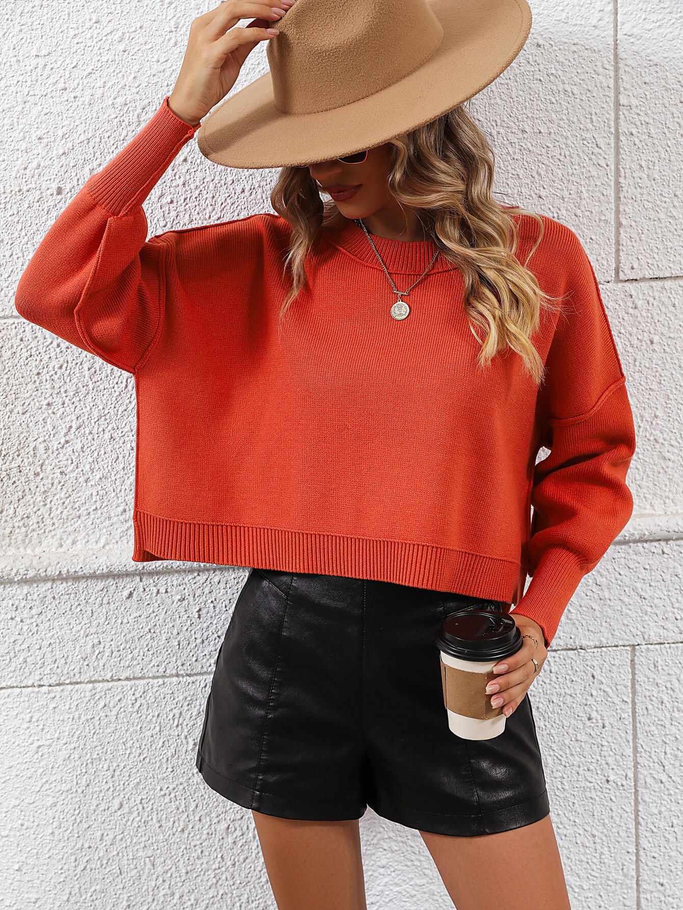 Lorian Oversized Pullover Sweater - Red