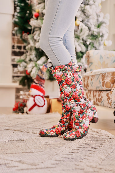 Soffia | Stanta Carnival Christmas Theme Knee-High Boots - Red