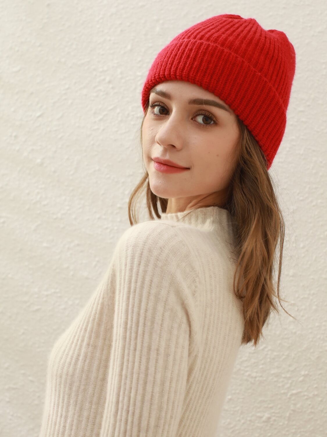 Arctic Velvet Wool Blend Beanie - red