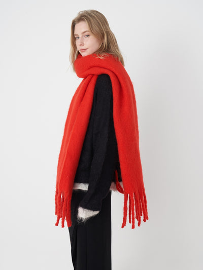 Catalog Tassel Blanket Scarf - Red