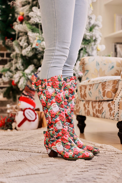 Soffia | Stanta Carnival Christmas Theme Knee-High Boots - Red