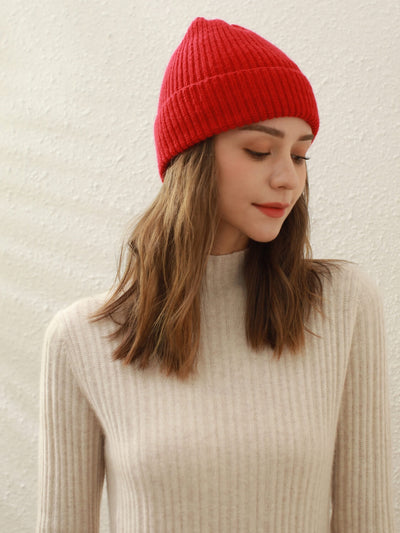 Arctic Velvet Wool Blend Beanie - red