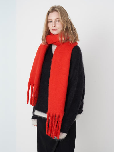 Catalog Tassel Blanket Scarf - Red