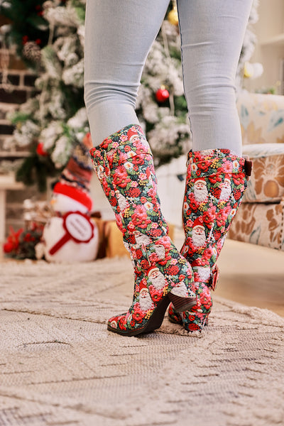 Soffia | Stanta Carnival Christmas Theme Knee-High Boots - Red