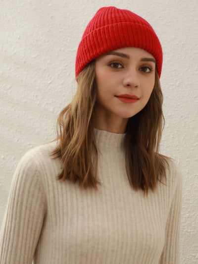 Arctic Velvet Wool Blend Beanie - red