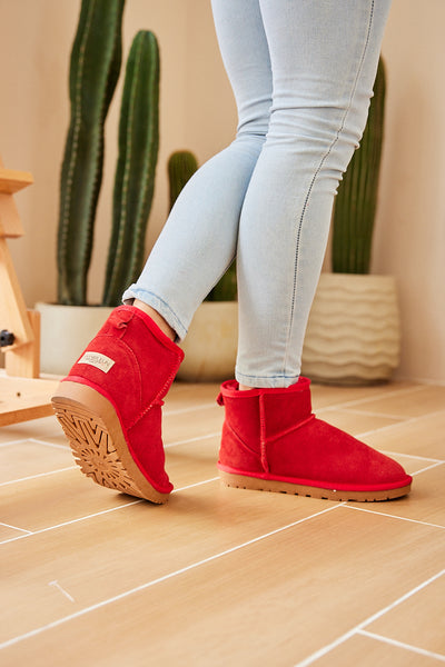 SMAIBULUN Ugg | Faux Fur-Lined Classic Short Ugg Boots - Red